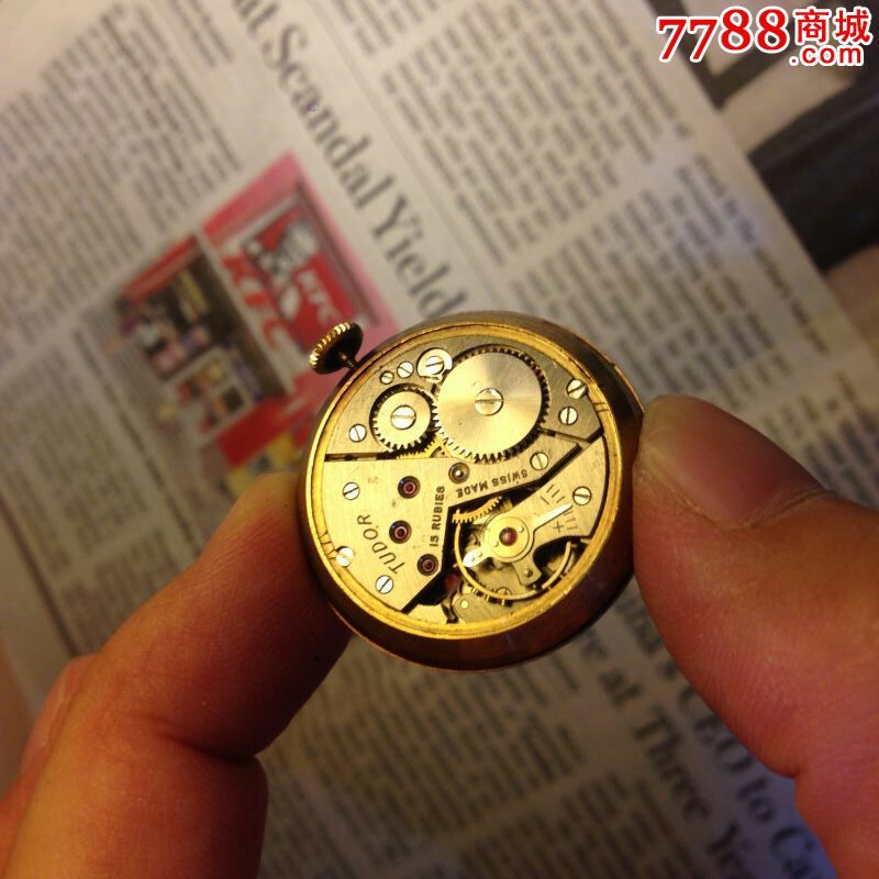 二手古董瑞士9k实金帝陀tudor小花少有劳火柴头实金壳烧蓝针_手表