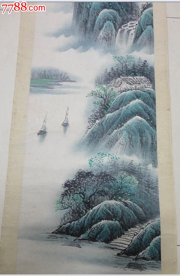 著名画家田雨山水画作《桂林泛舟》