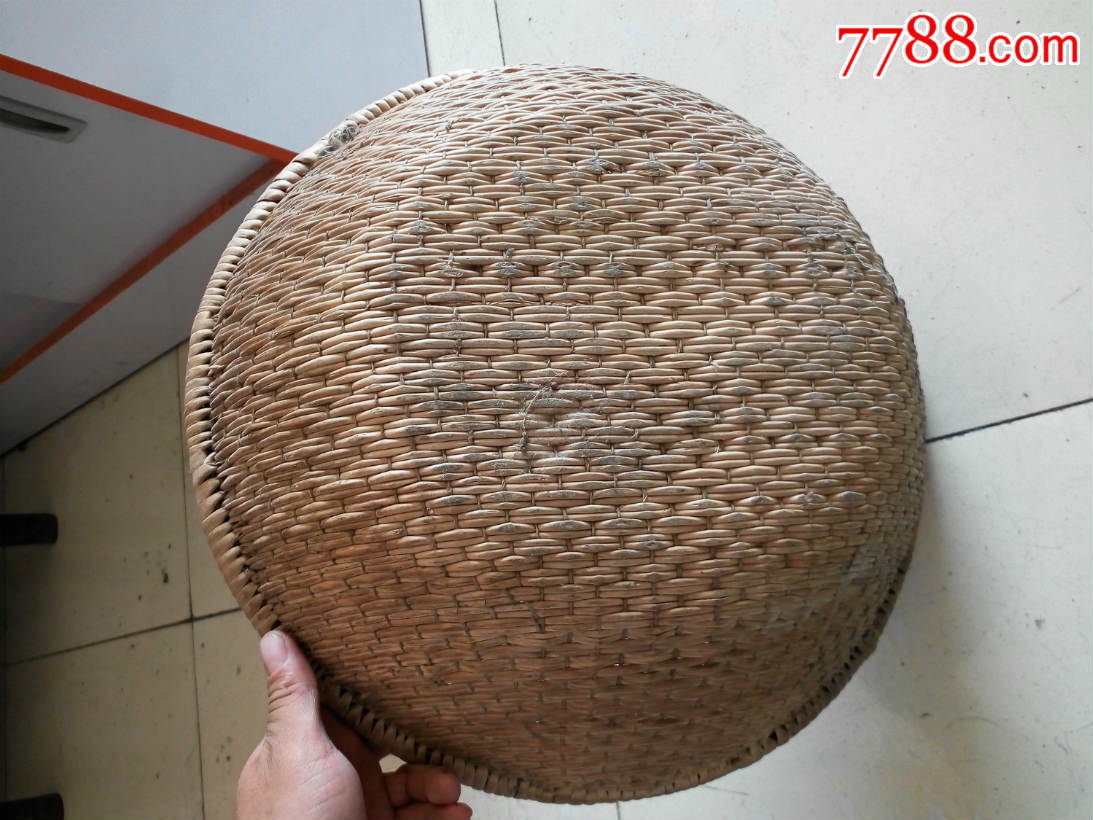 民国藤编老奶奶放针线绣品活宝的莆娄簸箕胶东民俗文化展览摆件