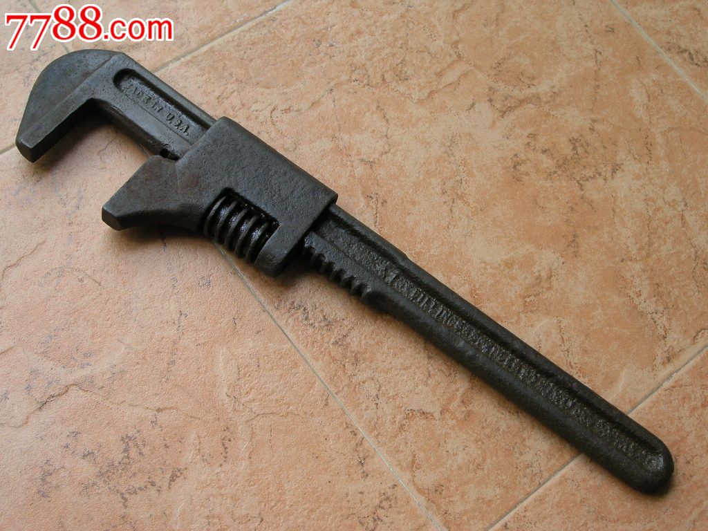 西洋收藏1606-二战殖民者带入美国造大号钢制管钳38cm-1.36kg