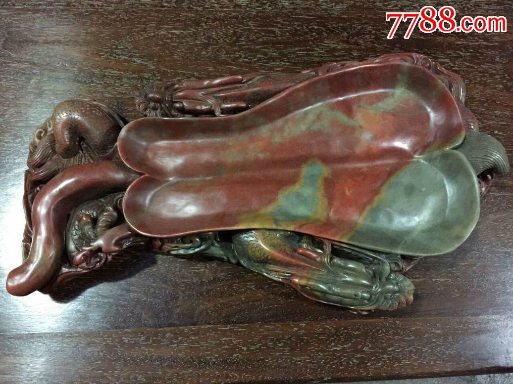 极品寿山石件天然寿山石雕刻蟠龙笔洗摆件