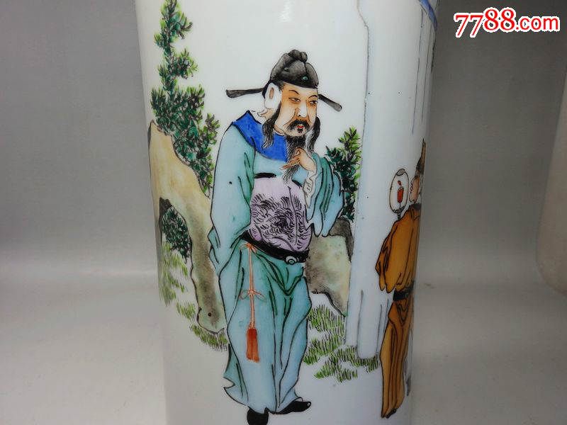 民国名家瑞昌祥作太白醉归人物绘画帽筒