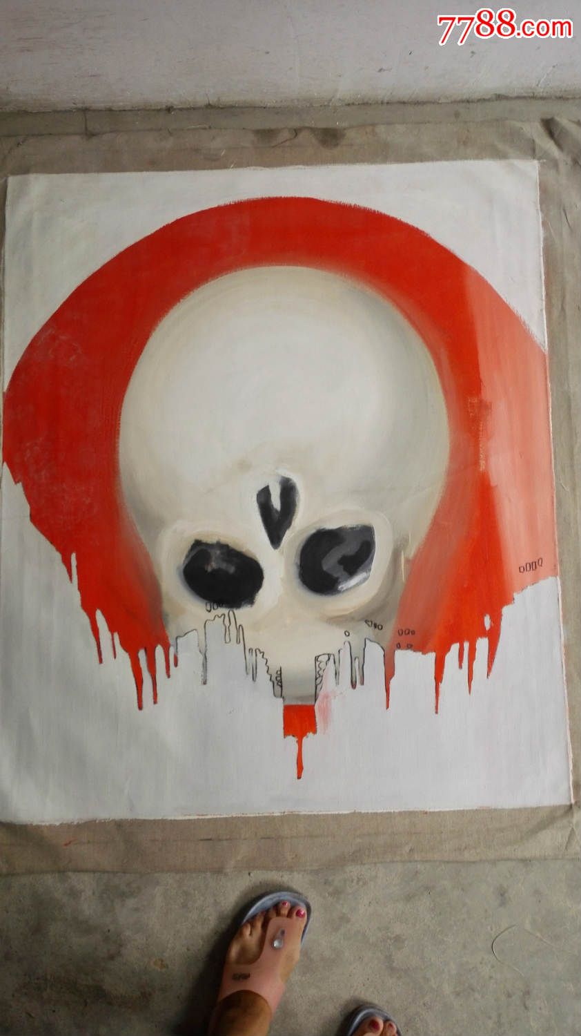 油画骷髅头,尺寸,92x108