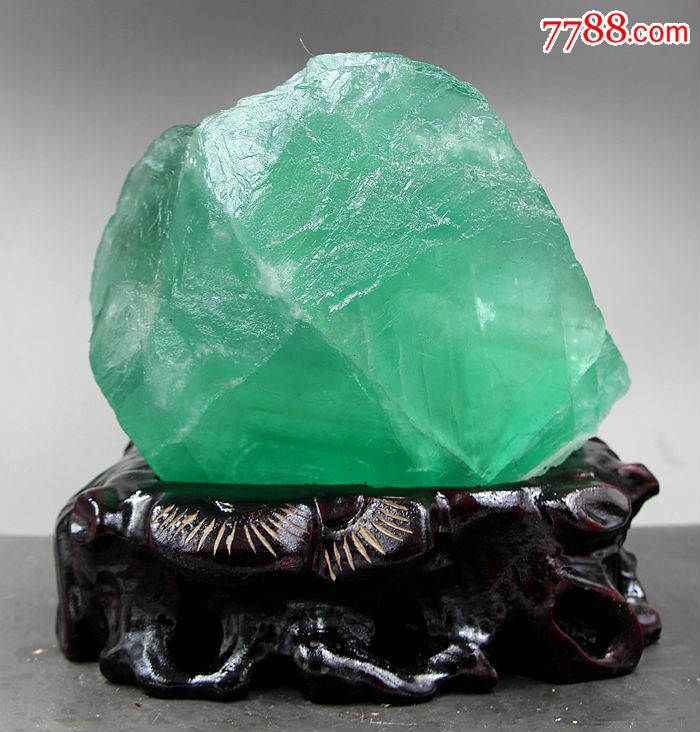 奇石头宝玉石矿物晶体原石翡翠绿萤石天然萤石原石通透绿萤石52