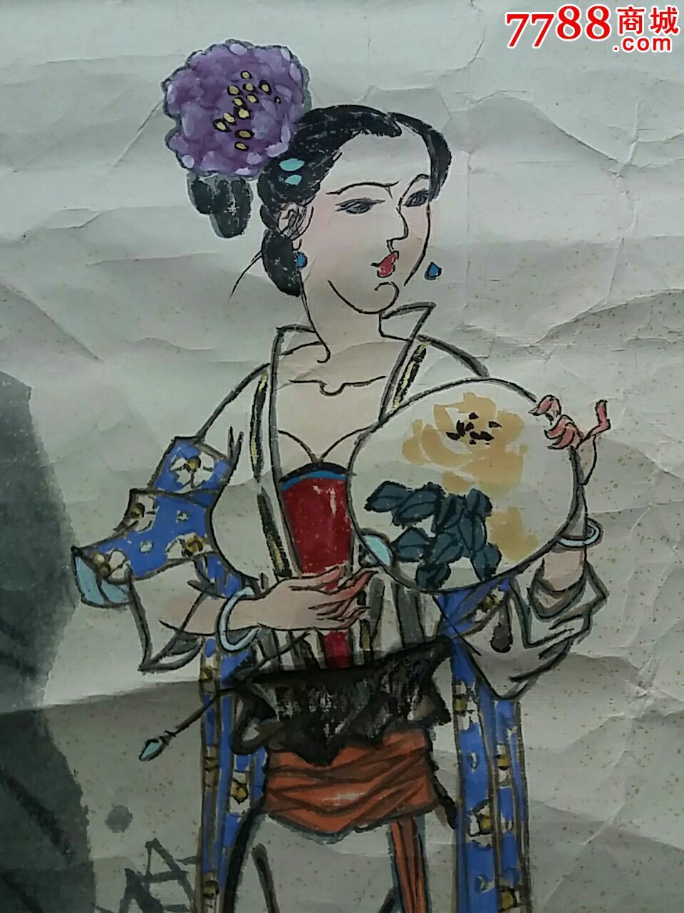 著名画家.刘政权.人物画原作.尺寸67x67厘米