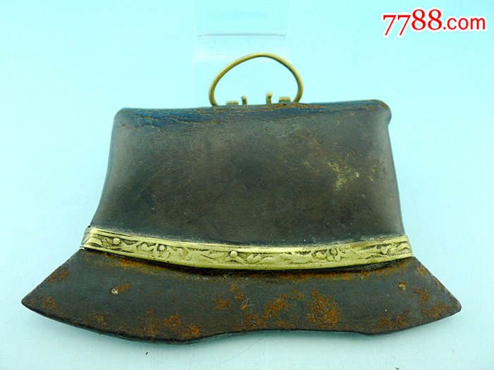 清代火镰清代牛皮镶嵌黄铜龙纹火镰古代引火器具古董古玩杂项收藏