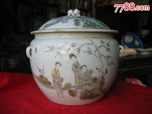 首页 零售 旧瓷器 >> 民国瓷绘小名家周鸿顺作品粉彩仕女人物纹粥罐