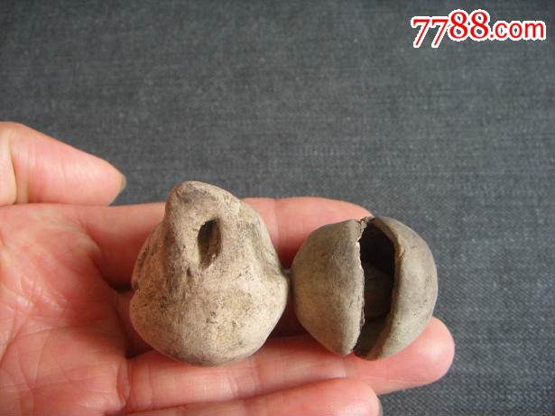 素烧陶铃一对