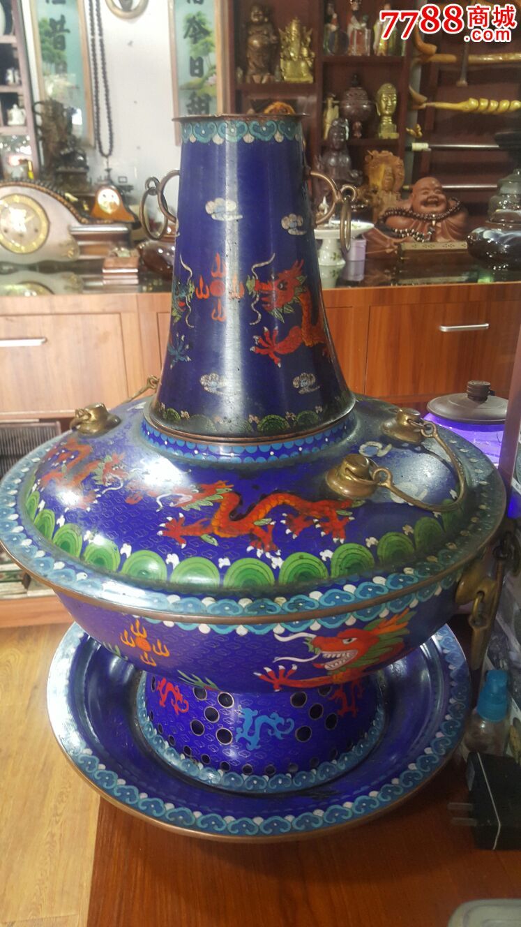 紫铜厚壁景泰蓝火锅