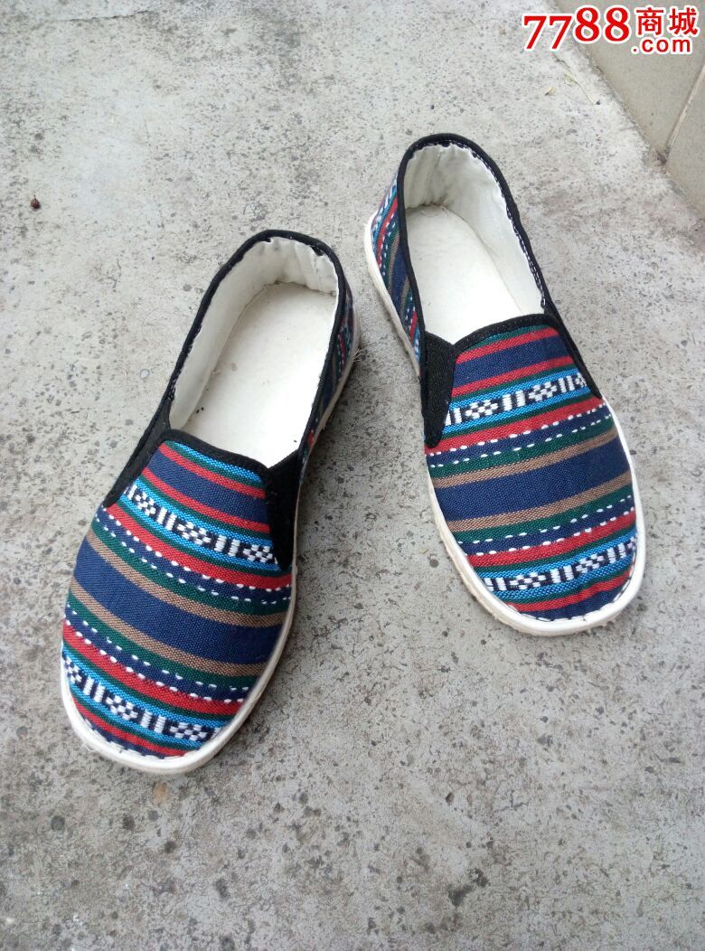 纯手工千层底松紧口布鞋