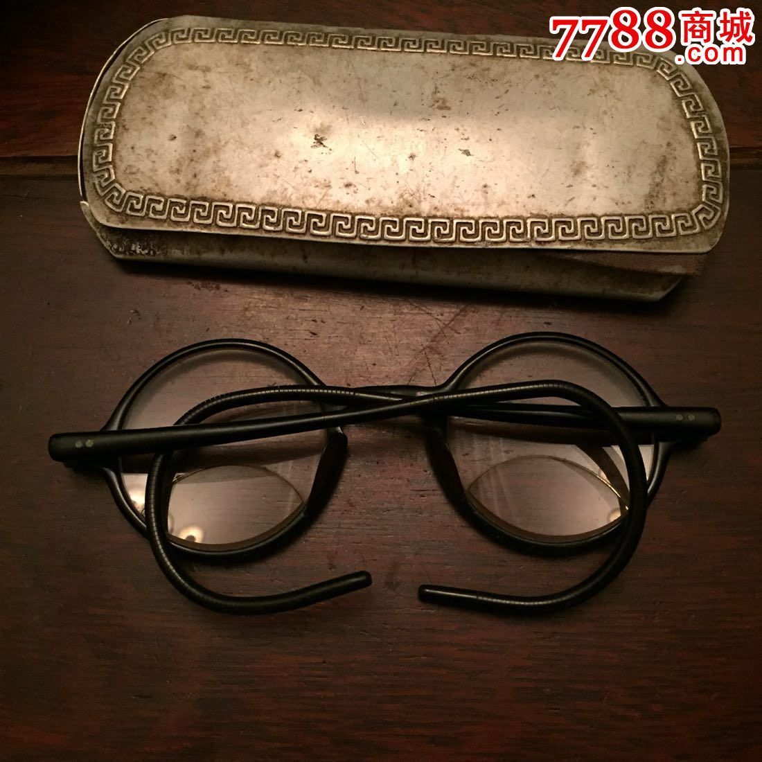 民国上海眼镜金丝眼镜远近视一体眼镜首见老照明牌眼镜民国铝盒
