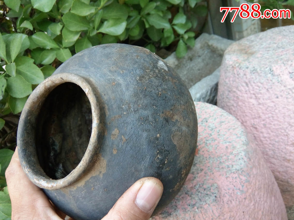 民国乌泥黑陶素面老陶罐加厚超重民俗泥塑精品完好美品包老完整