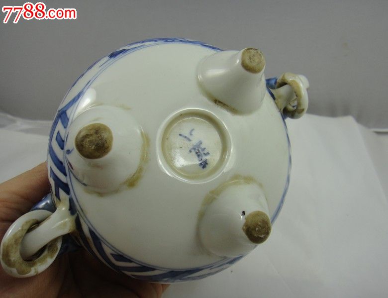 小步古玩※日本江户时期稥道具名人道八做瓷香炉熏炉