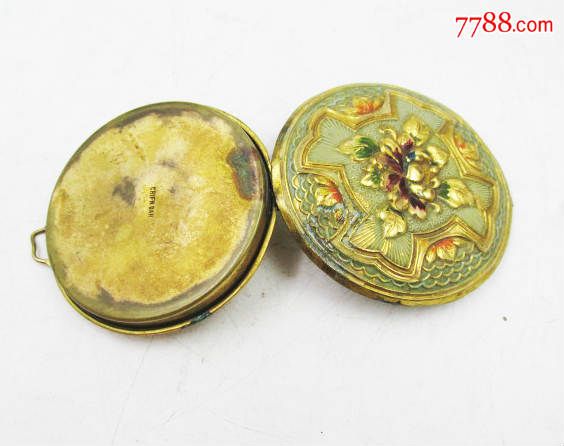 民国精美的高浮雕老铜花开富贵胭脂盒