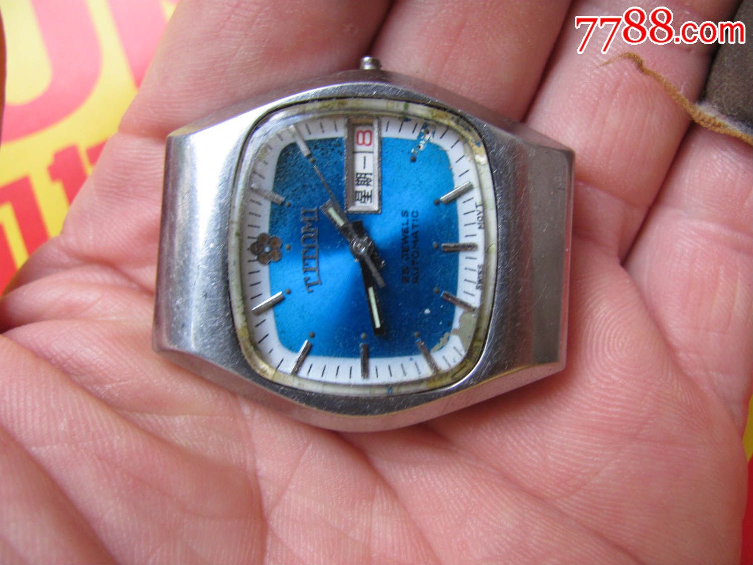 少见的方形彩盘梅花全自动男表一个,手表/腕表_第3张_7788手表网