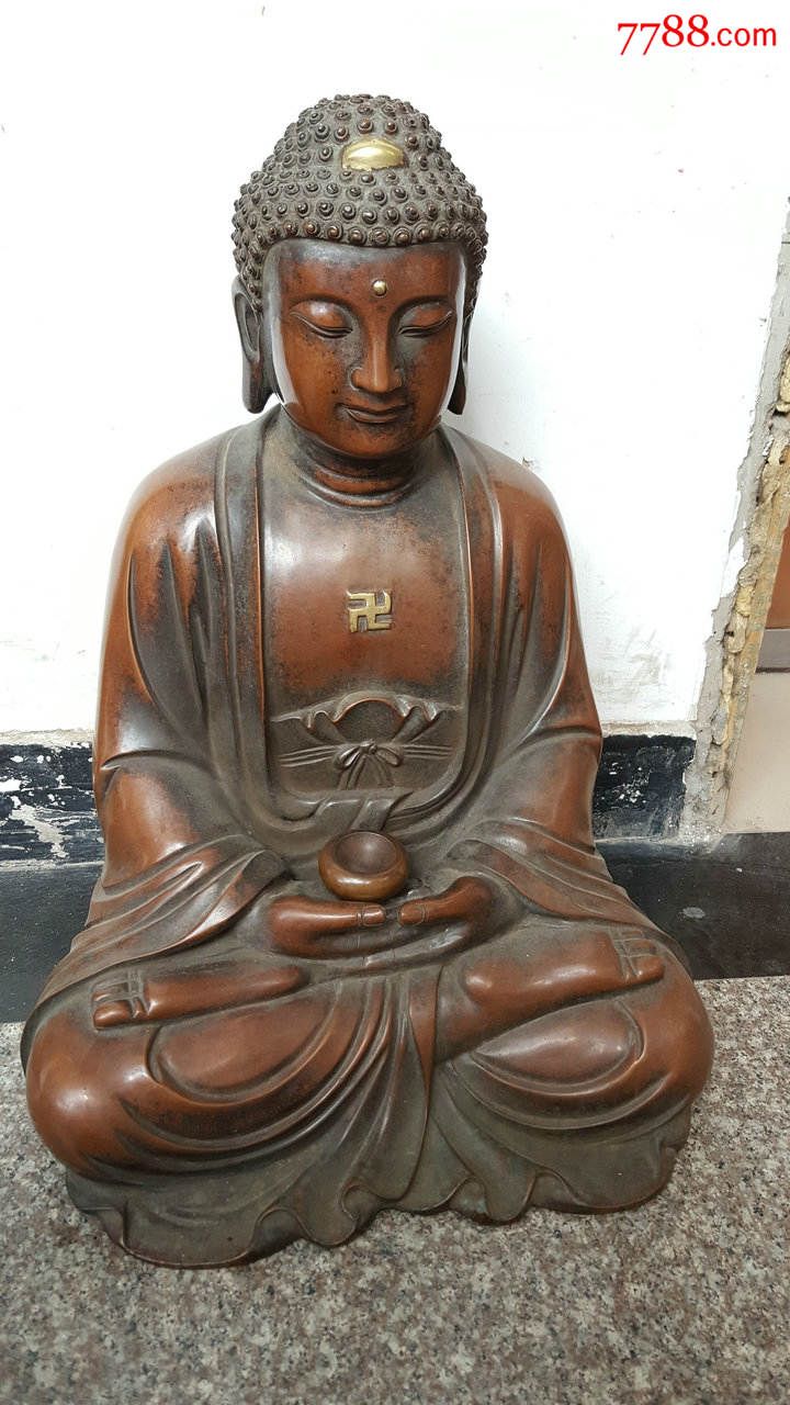 老件紫铜释迦摩尼佛高60公分_铜像/铜佛像_第1张_七七八八铜器收藏