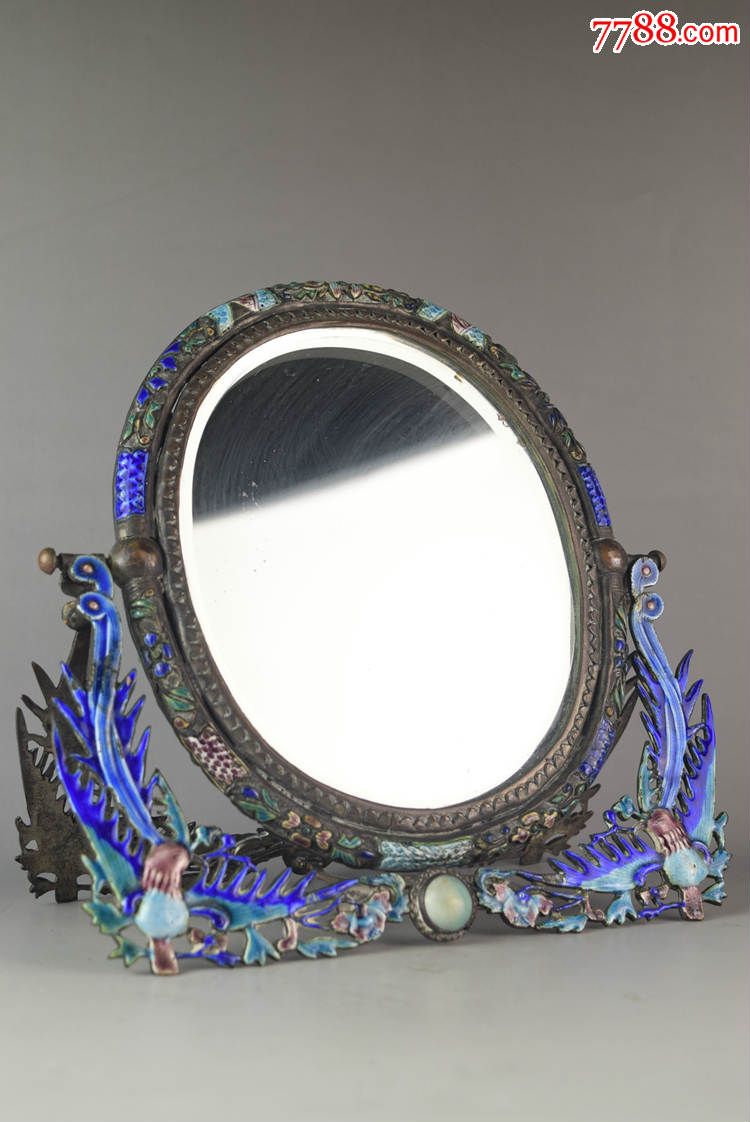 民国:精美凤凰芙蓉珐琅梳妆镜