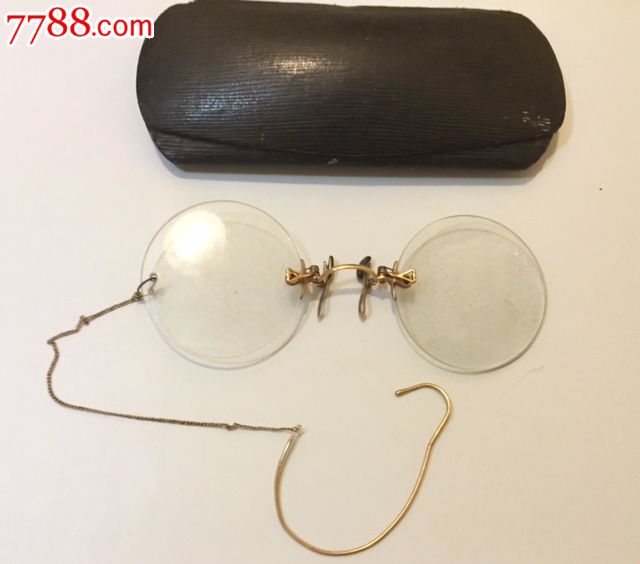 欧洲古玩/古董眼镜/夹鼻眼镜/包金/民国