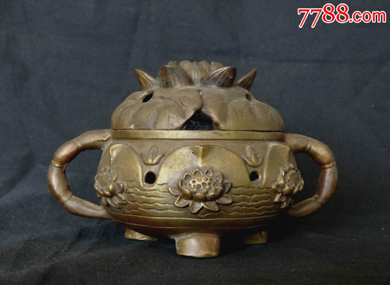 聂富霞制【莲花鼎足熏香炉】_铜炉_第2张_七七八八铜器收藏