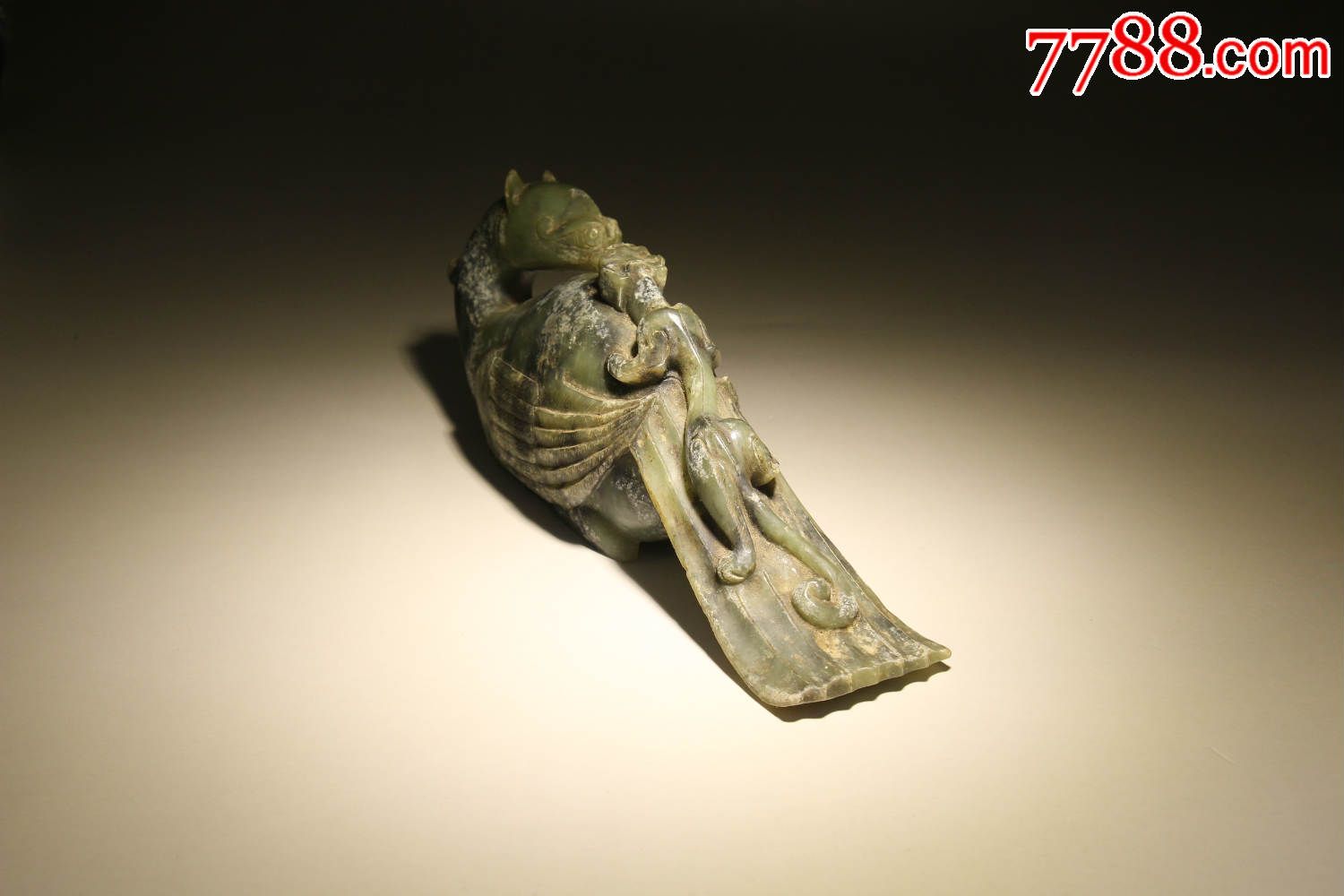 明清时期和田玉和田青玉凤凰瑞兽摆件古玉高古玉包老保真包