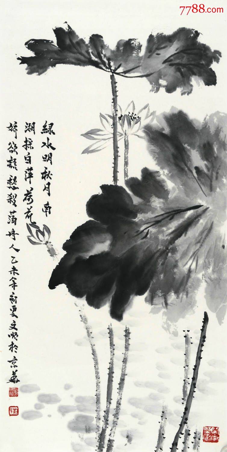 著名画家刘文顺国画墨荷精品系列一绿水明秋月