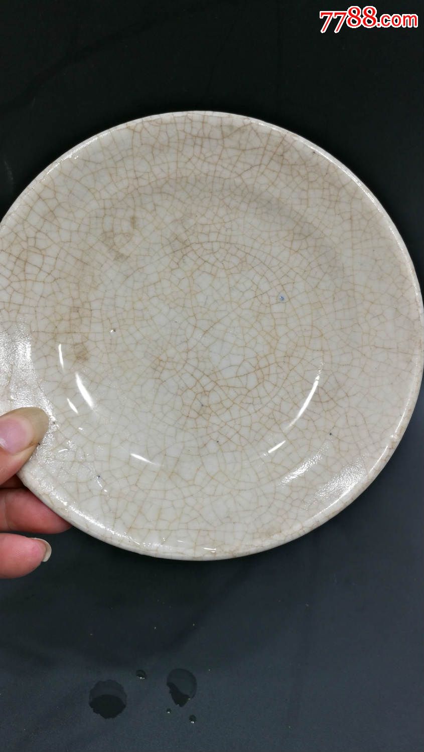 清冰裂纹盘2个,单色白瓷,象牙白,清朝,碟/盘,其他窑系_第2张_七七八八