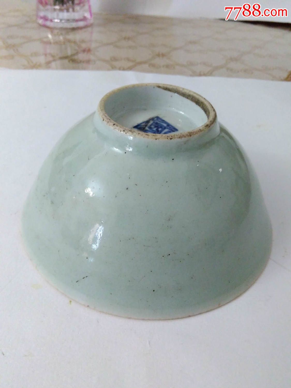 058*清代豆青碗,高6.5厘米,口径13