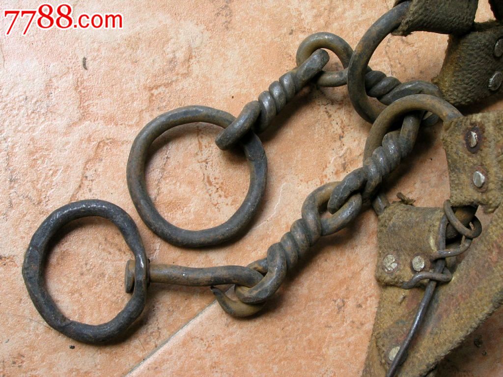 马帮遗旧1610-解放初期帆布带扭花铁铰链马笼头嚼子0.6kg