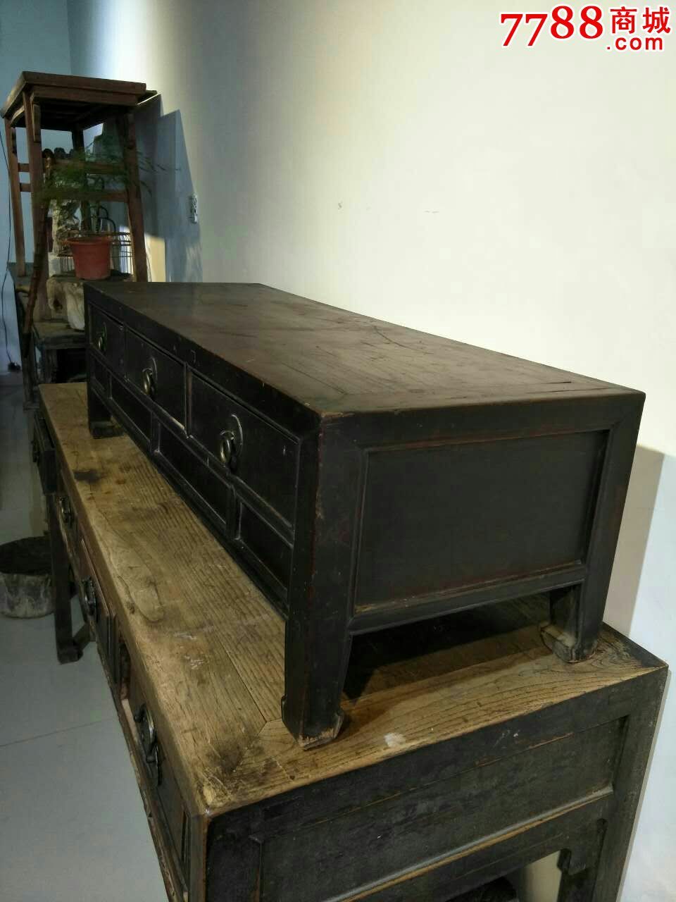 老被格小桌子古董家具收藏品古玩