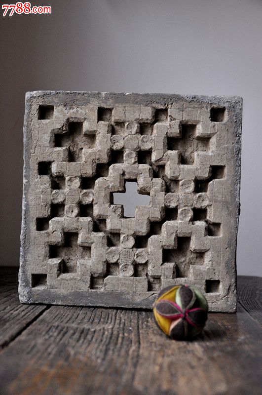 清代锦地梅花浮雕砖