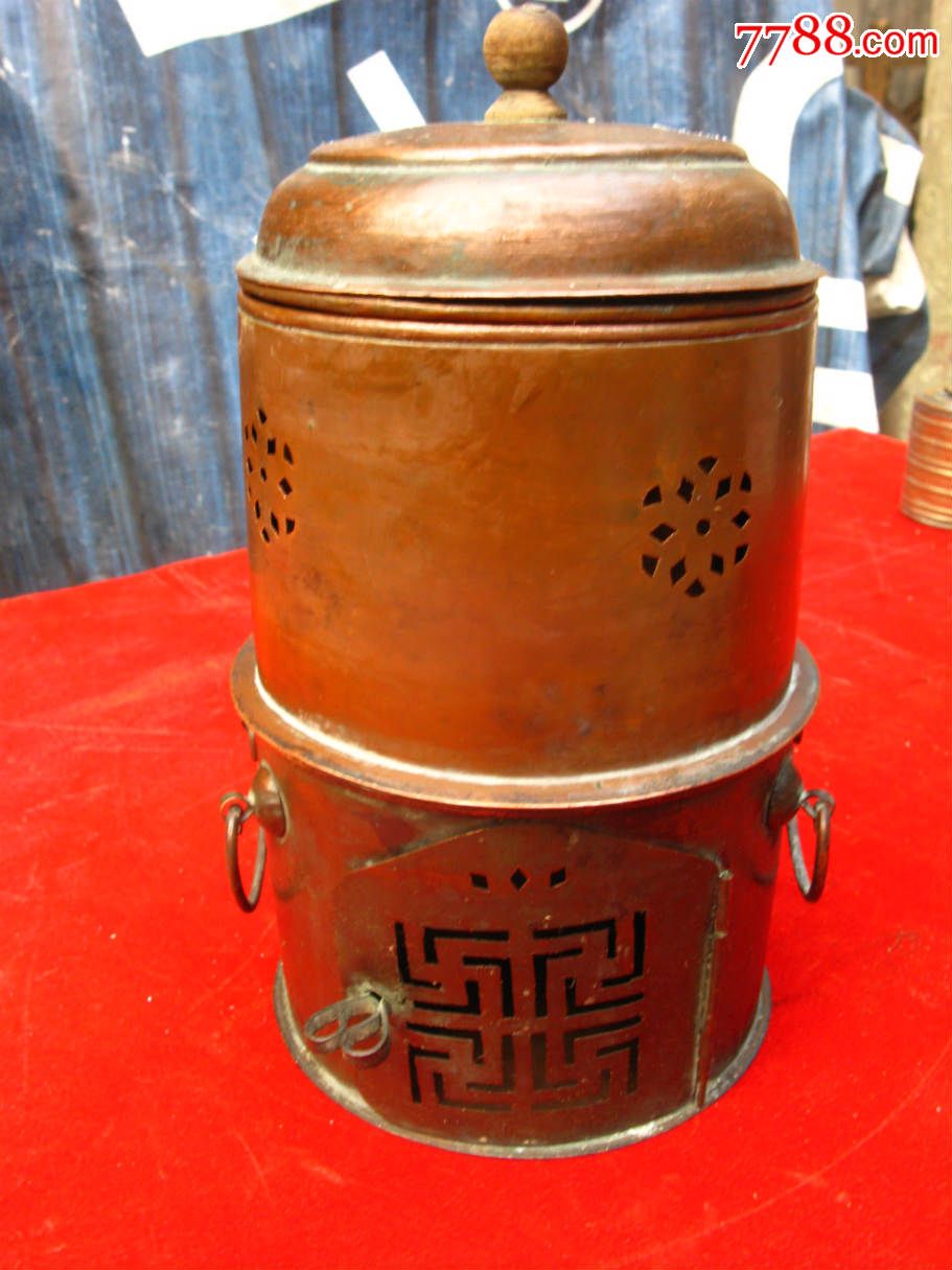 大户老人.病人温药.温汤.紫铜保温炉.火锅.高23*13cm