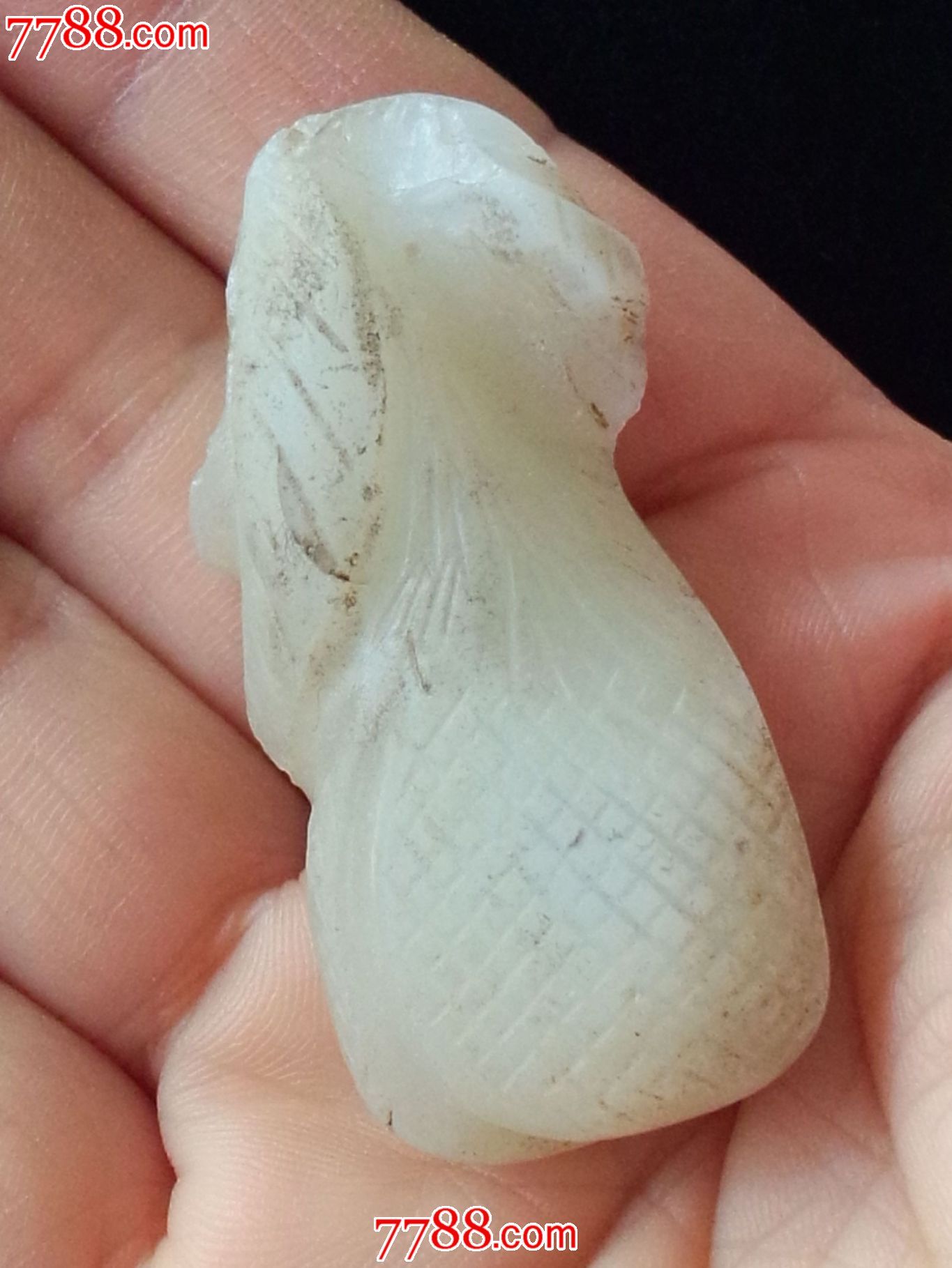 清代白琉璃仿玉葫芦挂件