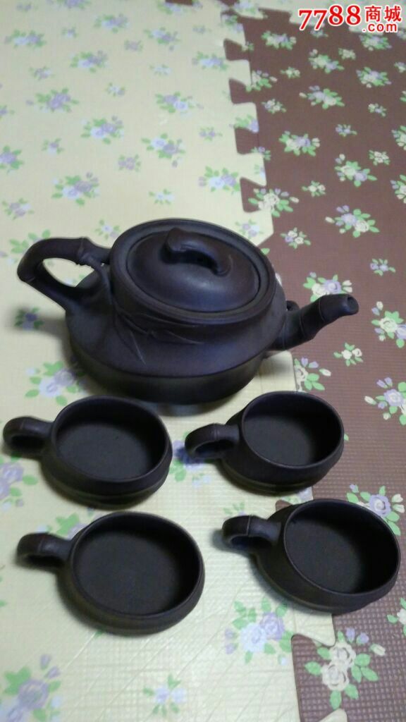 范荷芳紫泥顺竹壶杯4个_紫砂壶_第1张_7788紫砂