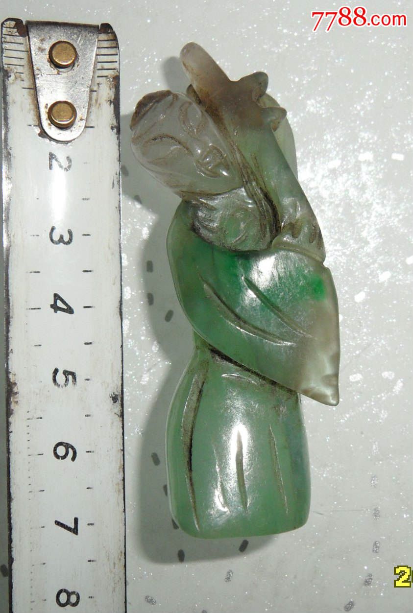 翡翠人—高古玉器—玻璃种带绿翡翠艺人