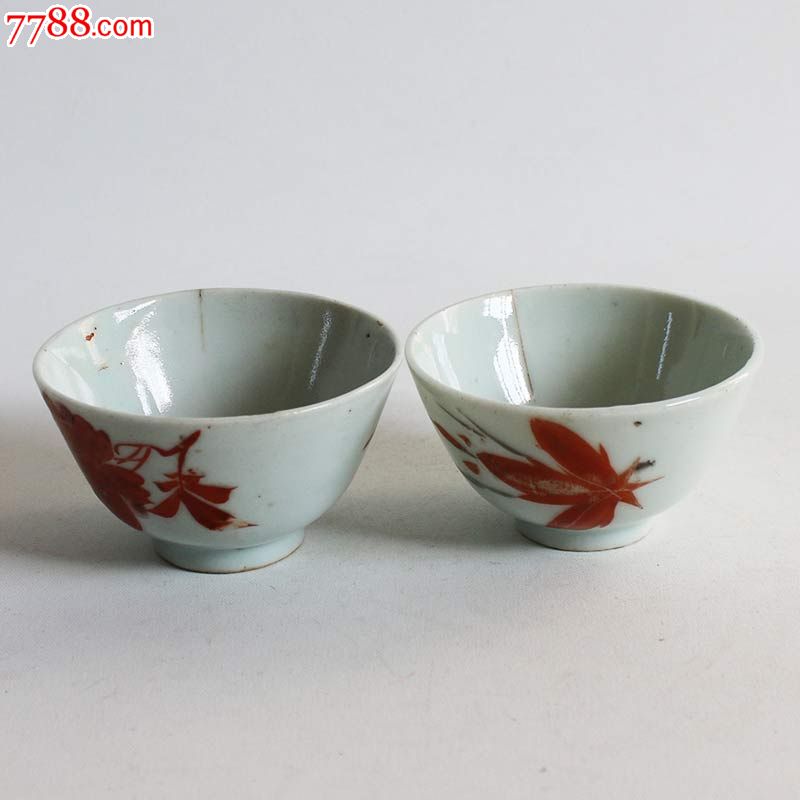 7个民国枫叶老茶杯