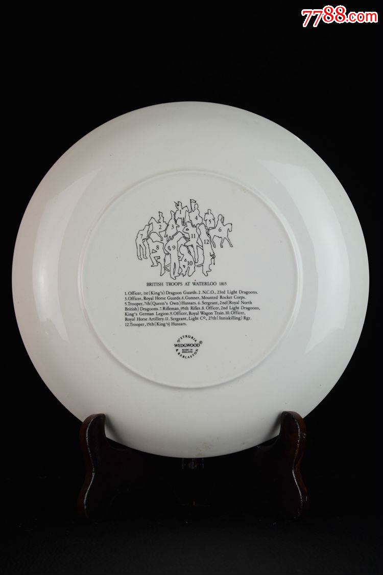 欧美古董收藏品英国韦奇伍德滑铁卢战役纪念瓷盘赏盘摆件经典