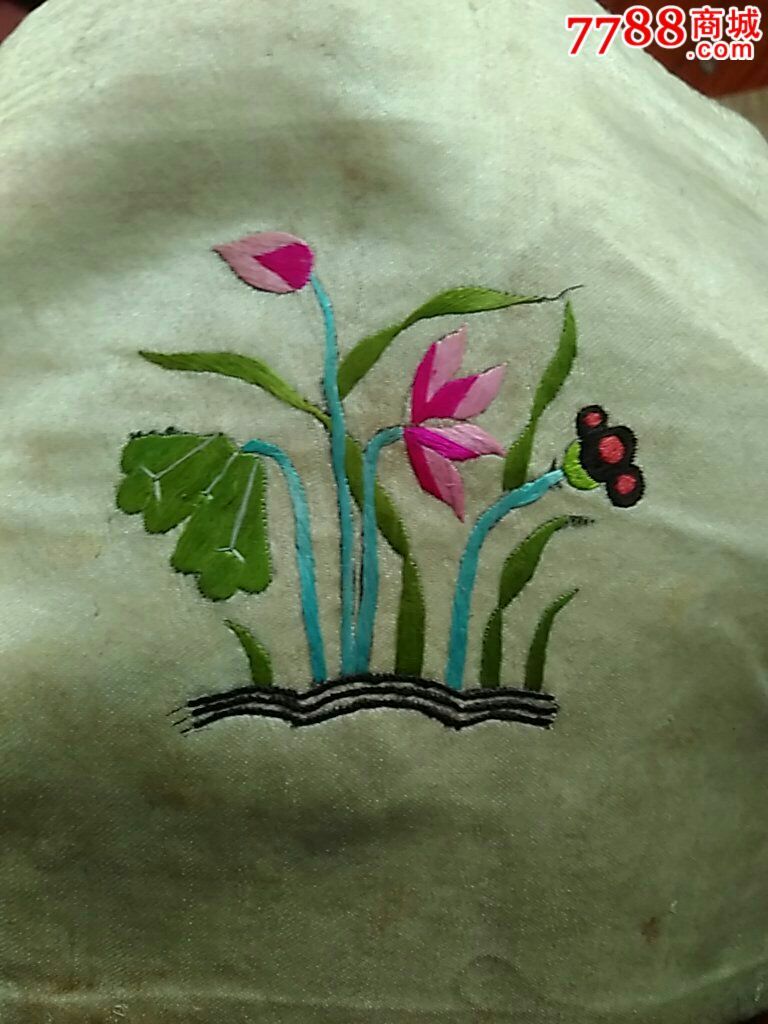 枕頭頂,刺繡一對