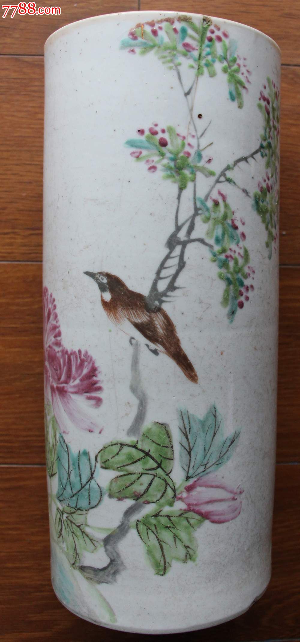 清中晚期小名家"小山氏"做花鸟帽筒