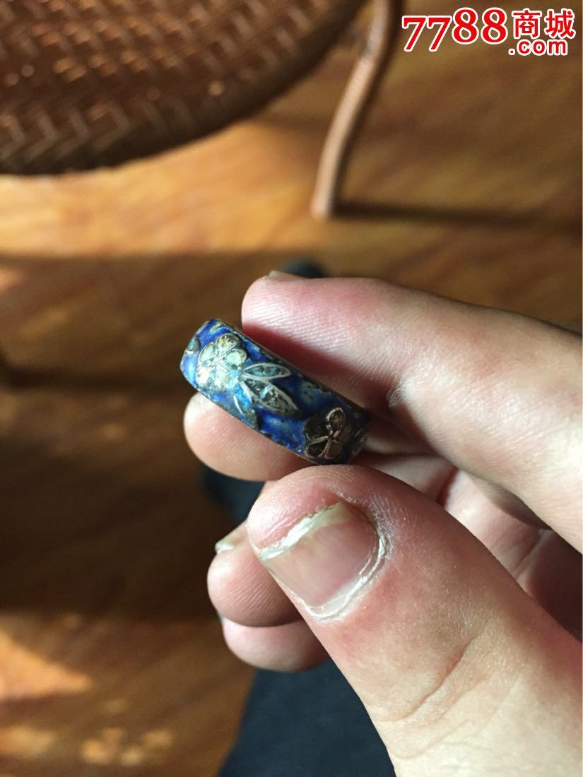 漂亮烤蓝银戒指