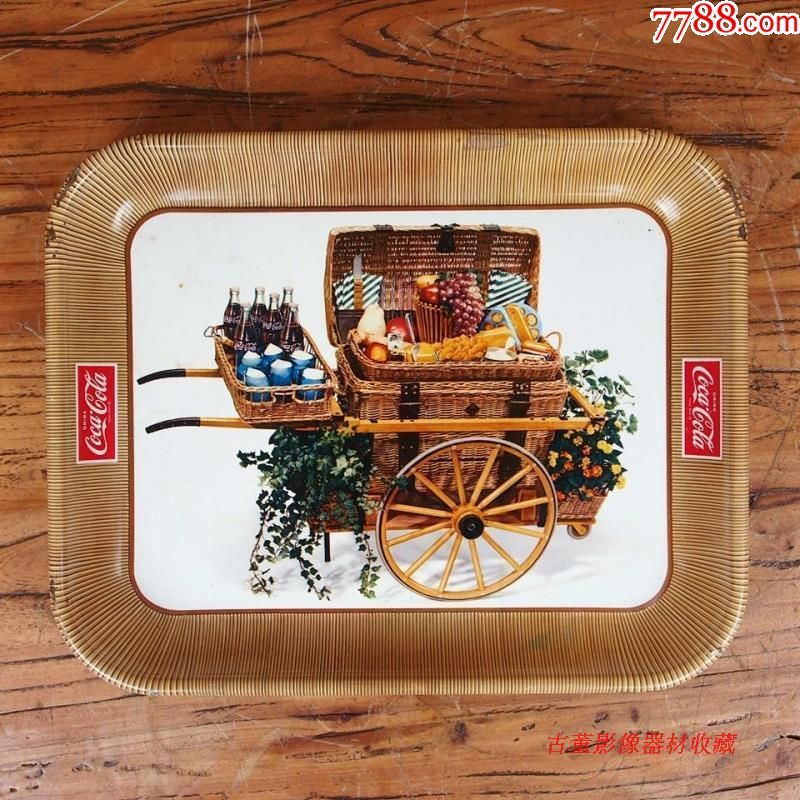 老物件1990S美国精美可口可乐餐盘金属壁画墙