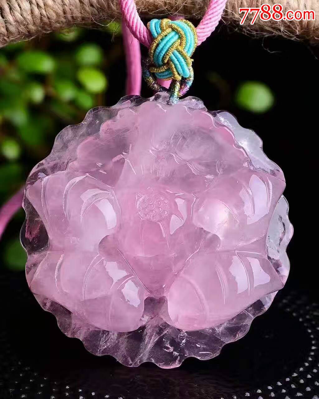 天然莫桑比克粉晶花吊坠