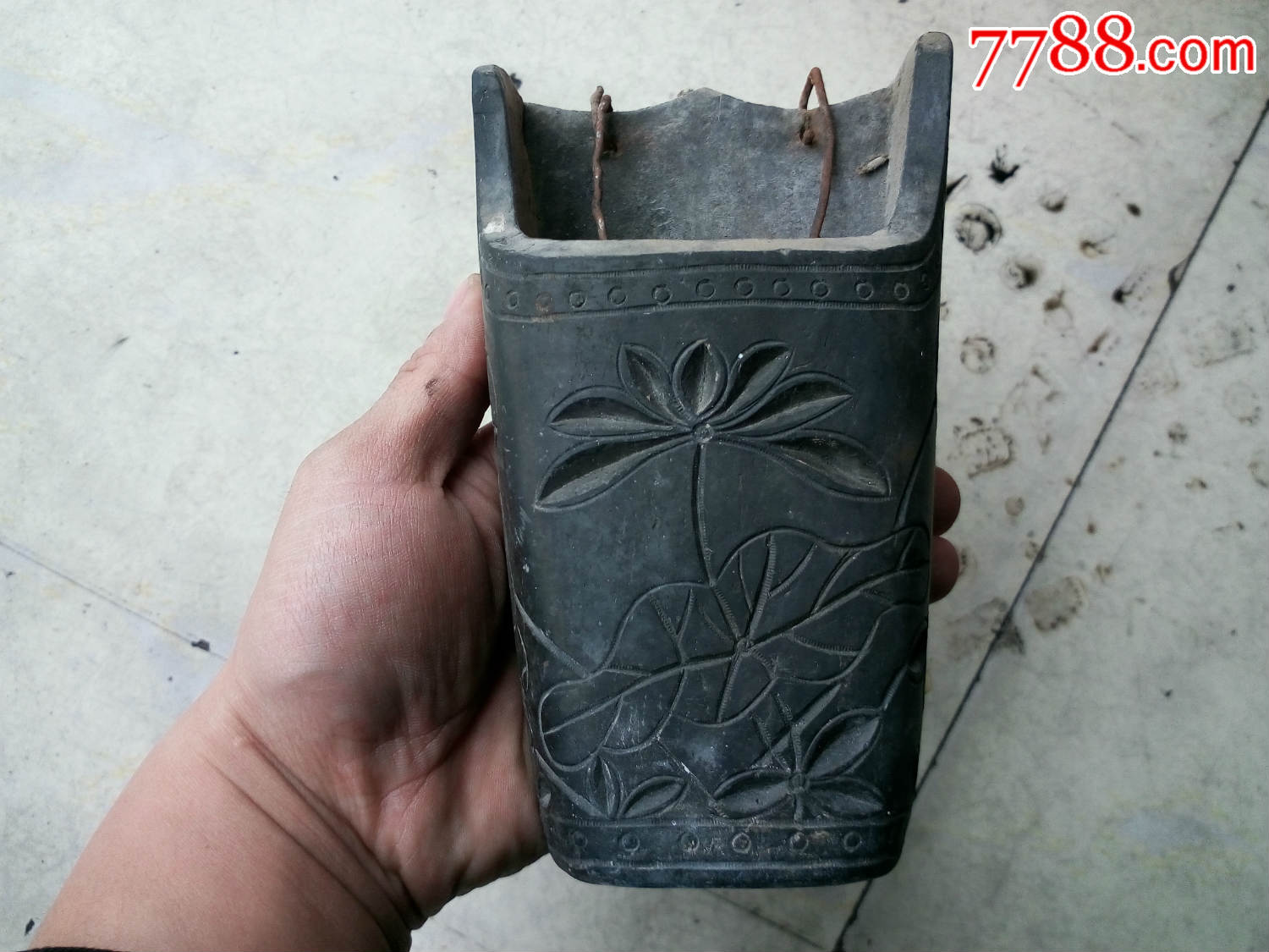 民国泥塑黑泥老筷子笼壁瓶挂饰完整民俗收藏酒店家居装饰道具包老