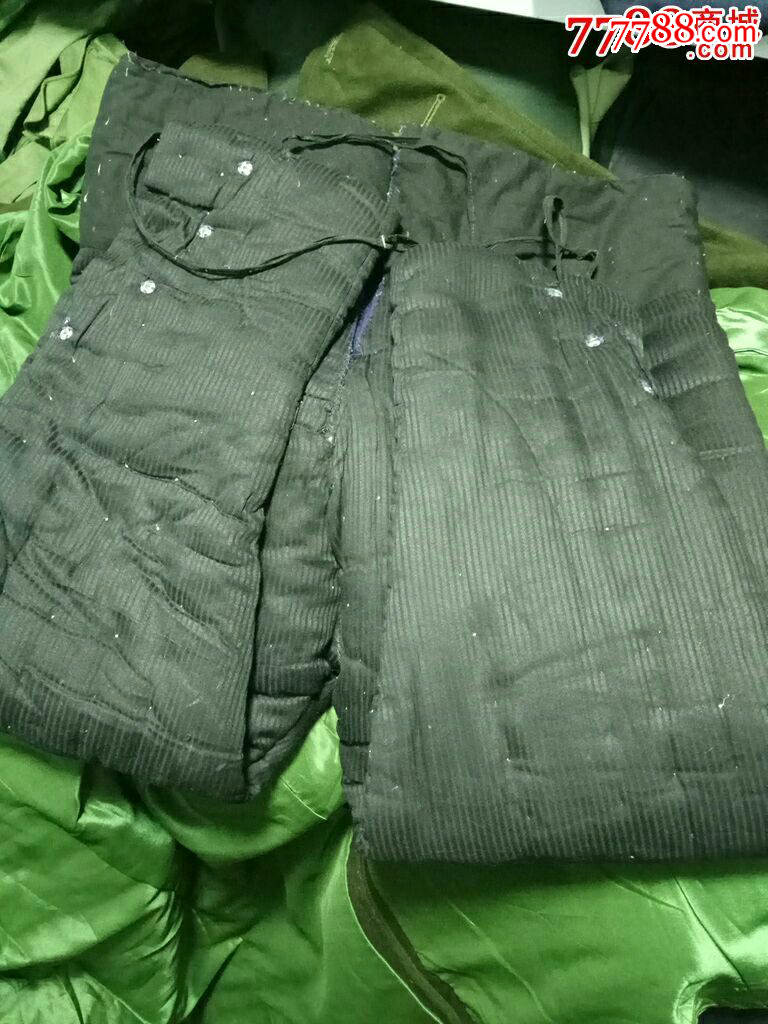 绸缎棉花棉裤----裤脚是按扣系带的很少见全新十品