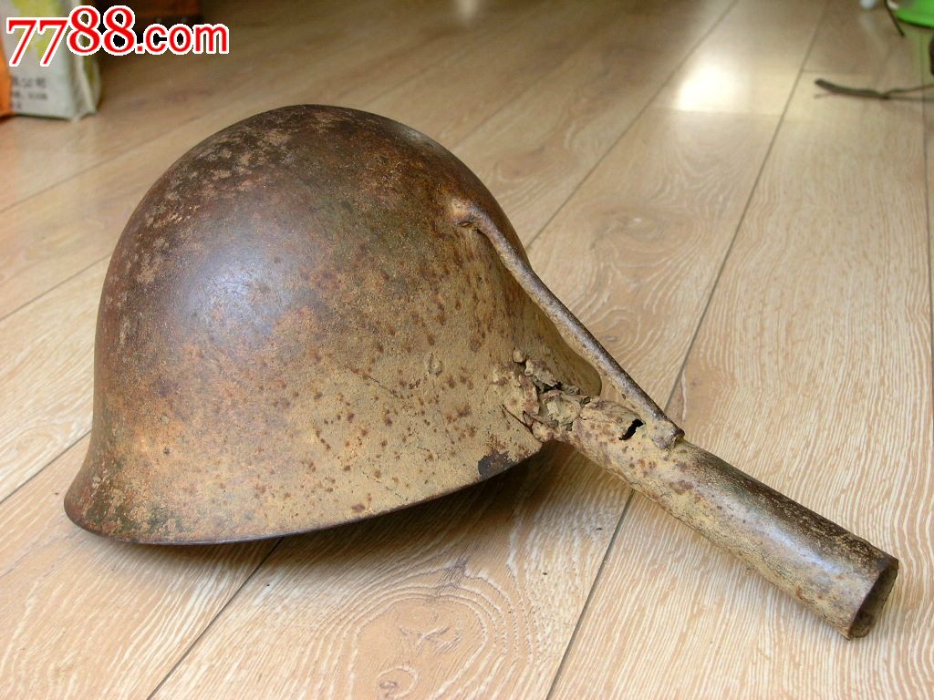 抗战收藏1701-边疆人民改造成粪瓢的日军真品90钢盔侵华罪证