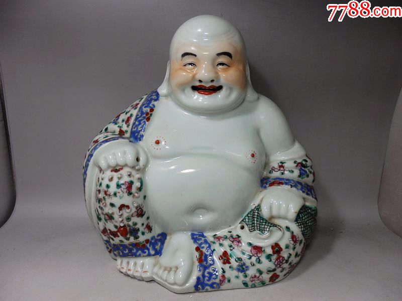 清代大号粉彩茂记生造弥勒佛像