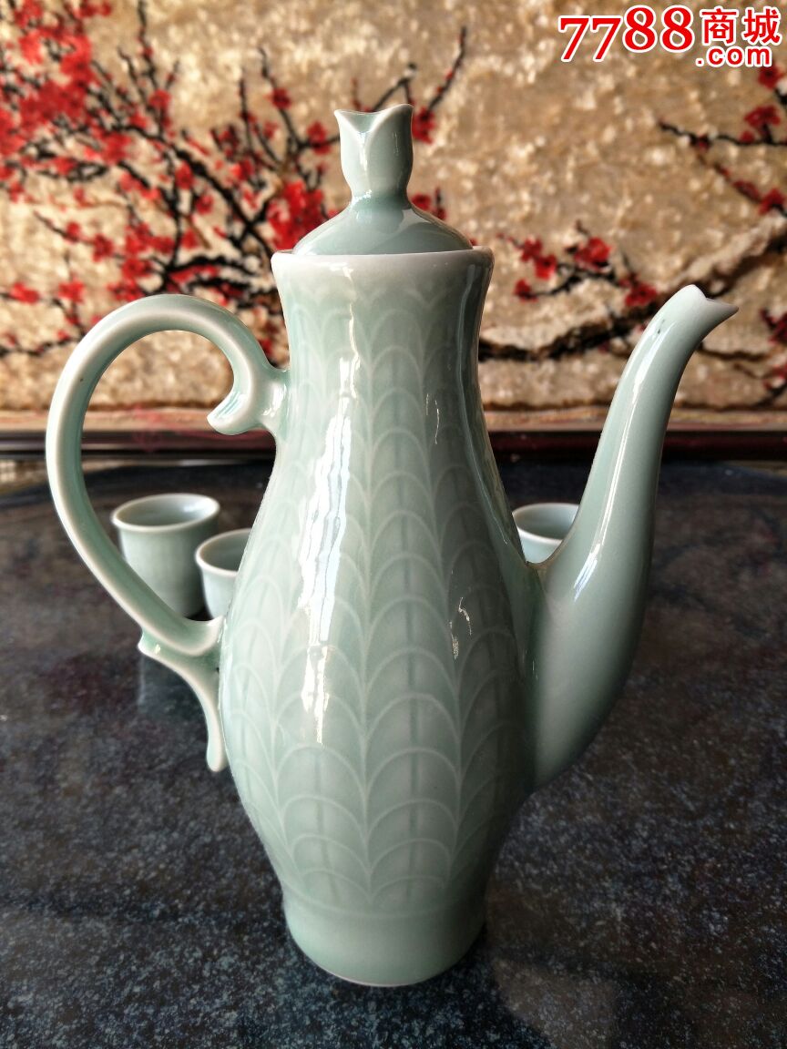 宜兴老青瓷宜兴老青瓷酒壶酒具套件文玩古董怀旧收藏精品