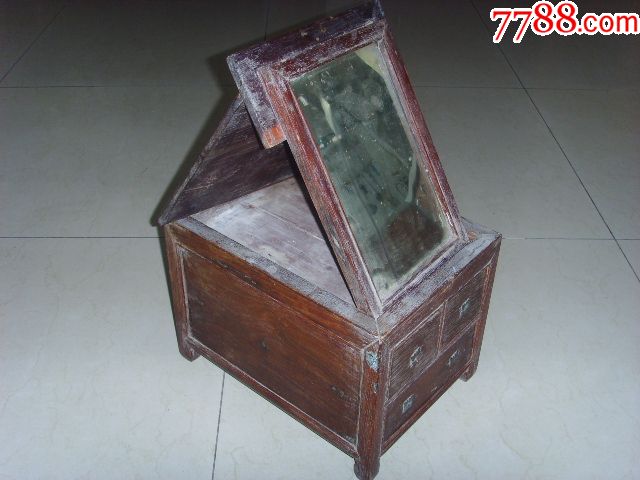 柞榛木质/三抽一镜/古代仕女/化妆镜箱