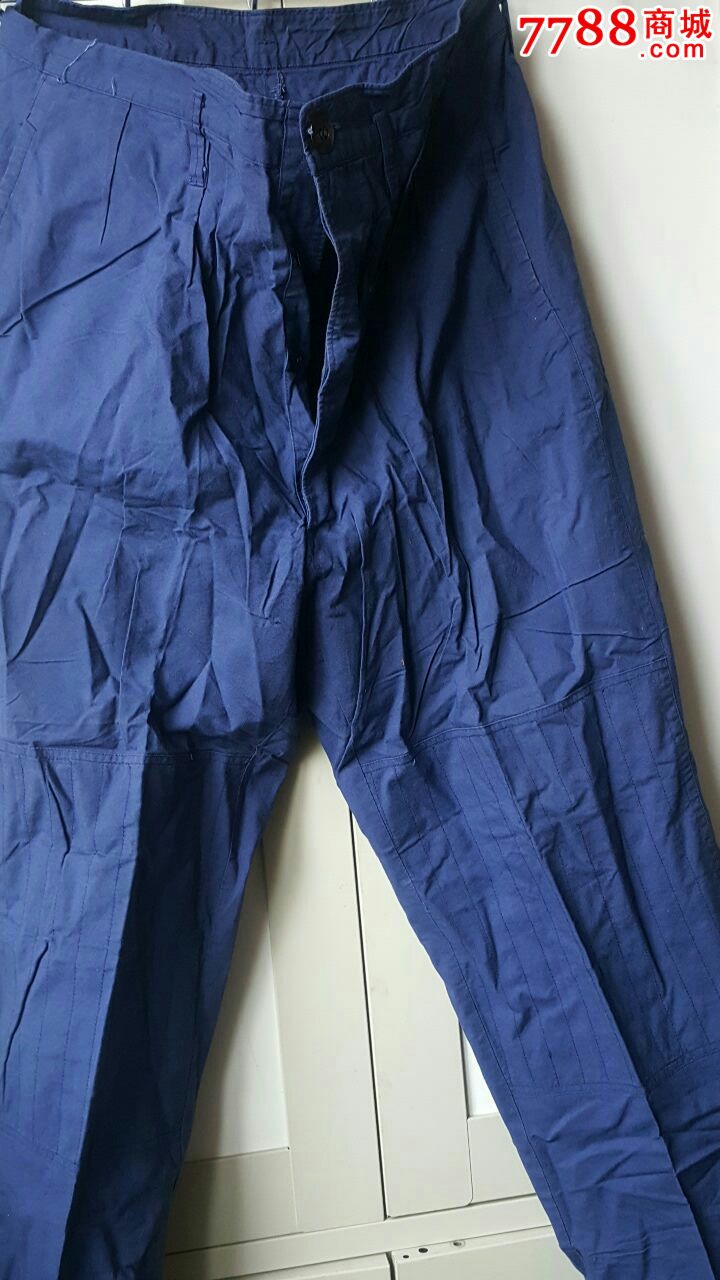 早期纯棉线蓝色空军作训裤子,特号