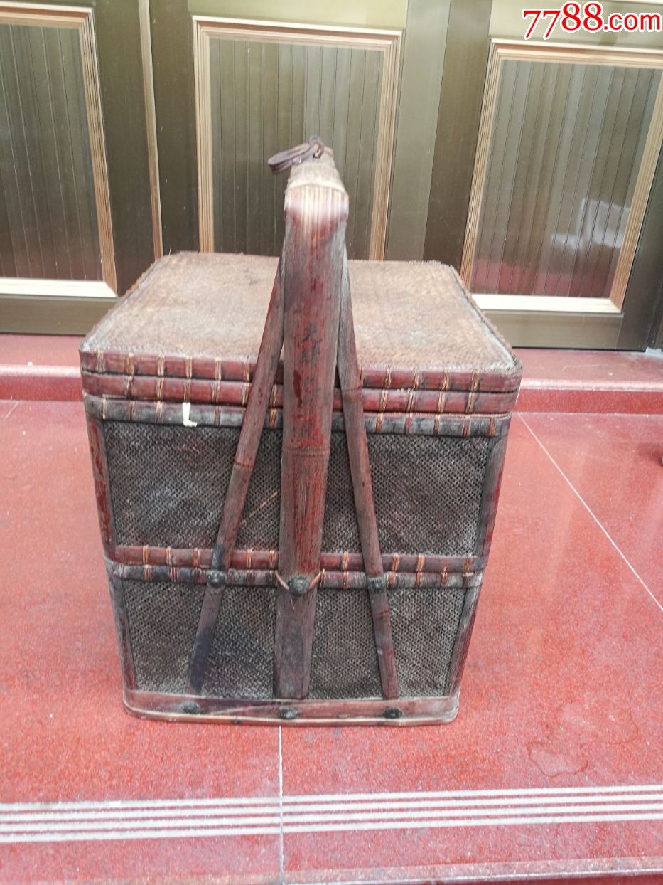 1879年光绪己卯年四格大提篮食盒_竹篮\/竹筐