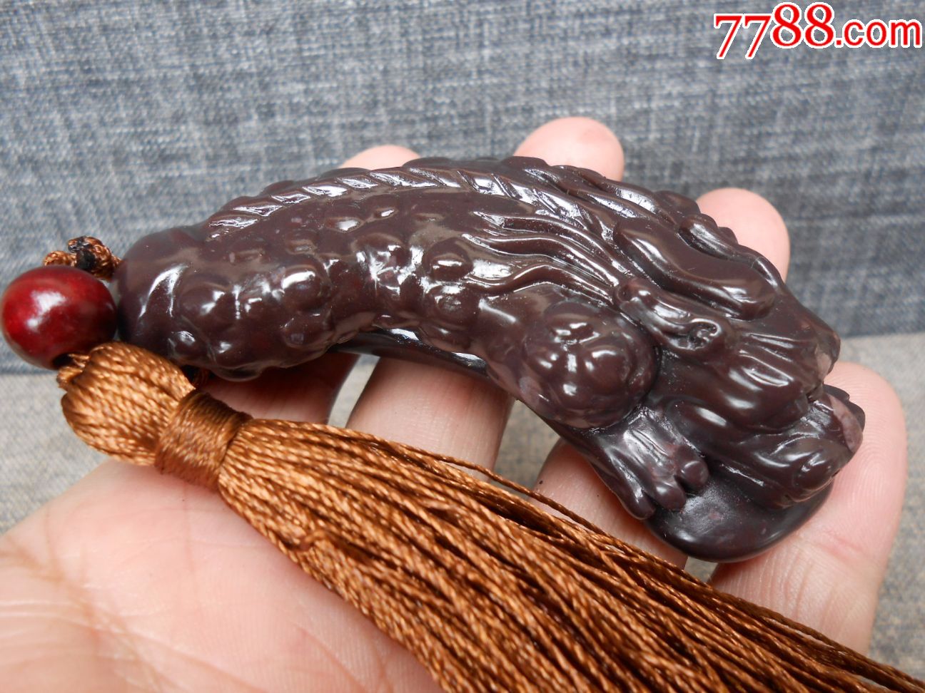 寿山金砂月尾紫貔貅手件-se50643346-寿山石-零售-7788收藏__中国收藏